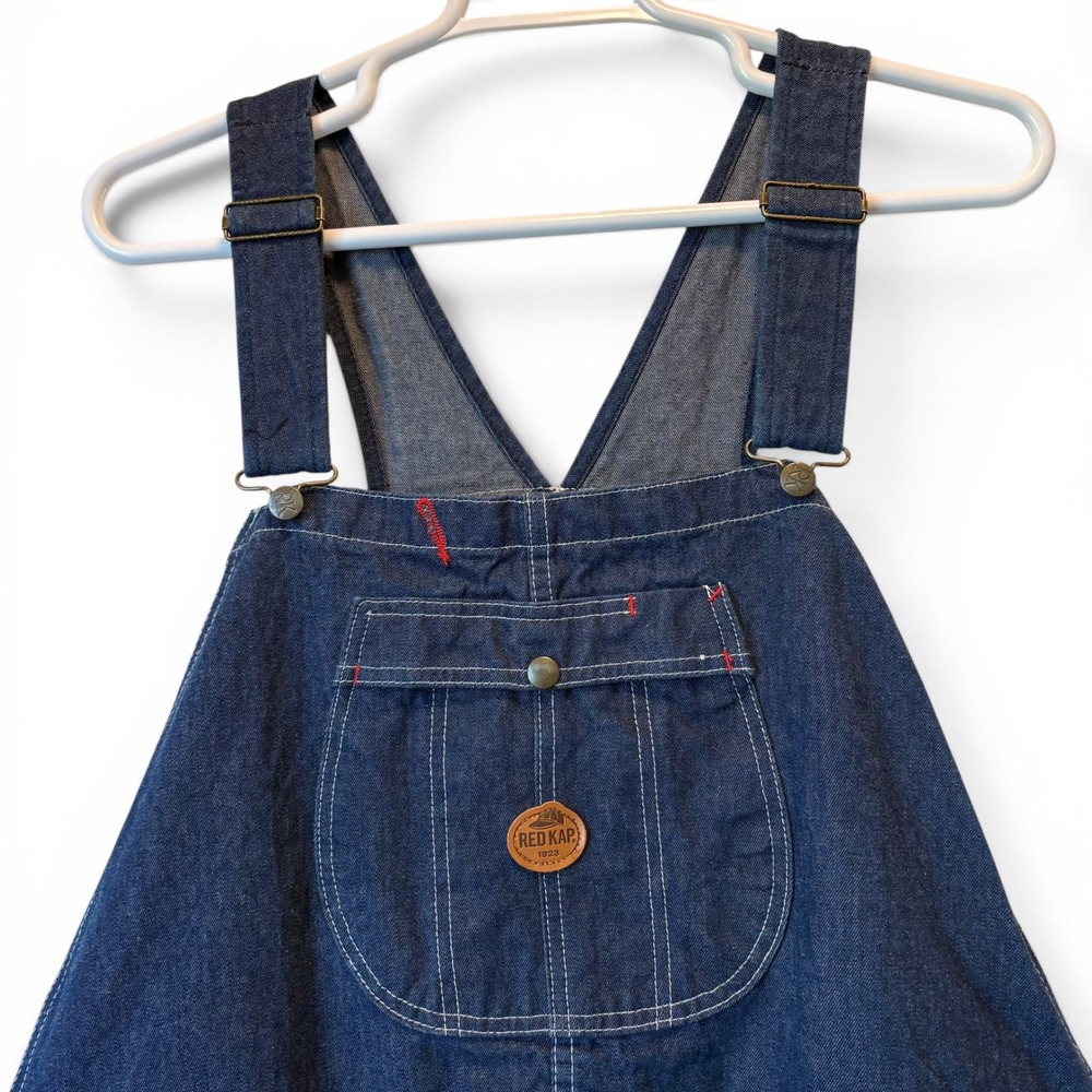 Red Kap Mens 46-36 Denim Bib‎ Overalls Dark Wash Workwear Carpenter Pants Blue